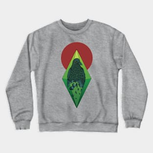 Geometric Crow in a diamond (tattoo style- Color version) Crewneck Sweatshirt